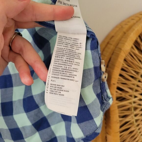 Abercrombie & Fitch Blue Gingham Muscle Button Down Flannel Shirt L - Picture 6 of 9